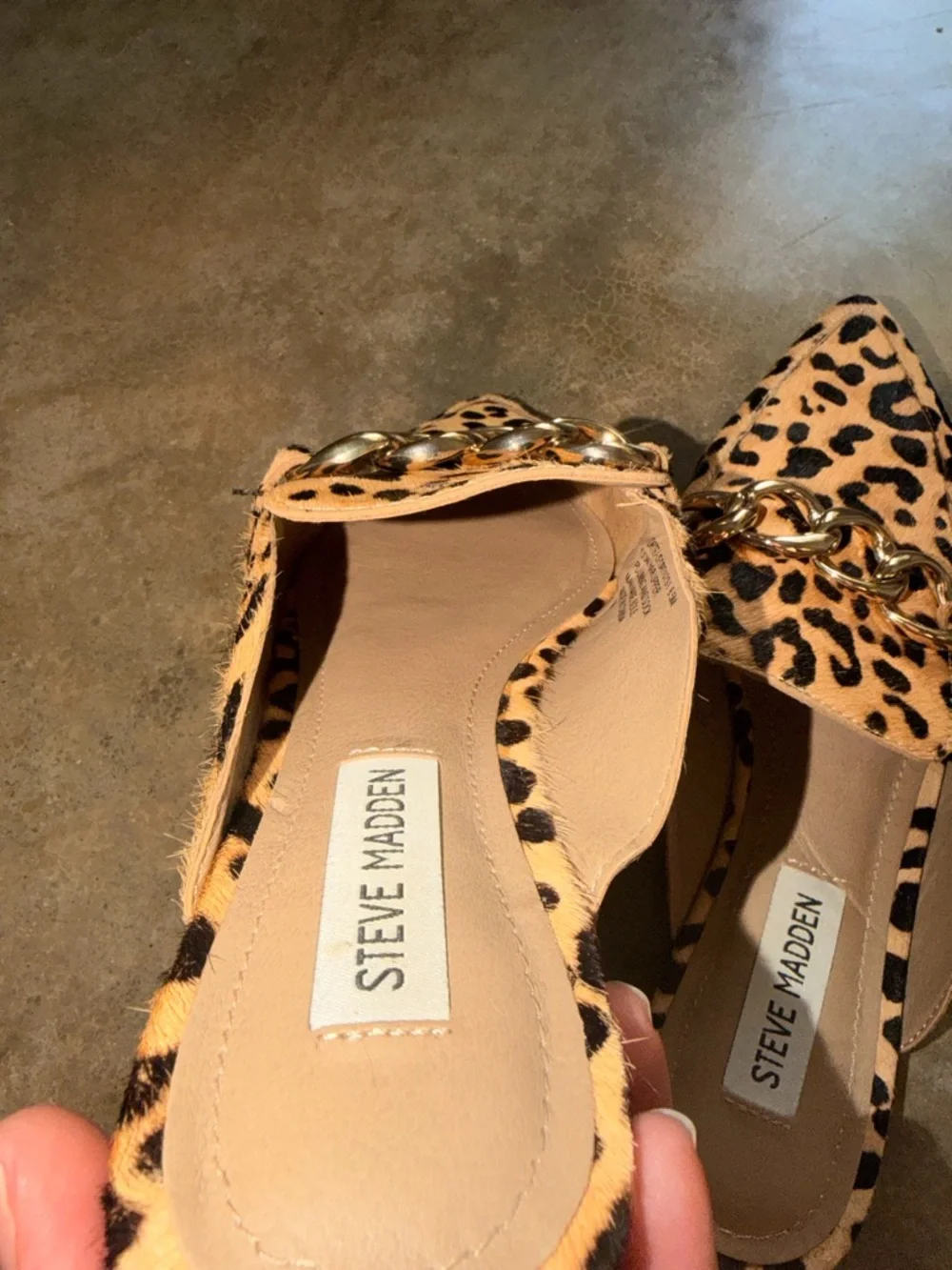 Steve Madden Leopard-Print Pointed Mule with Gold Chain - Size 6.5 - NWOT - Picture 6 of 15